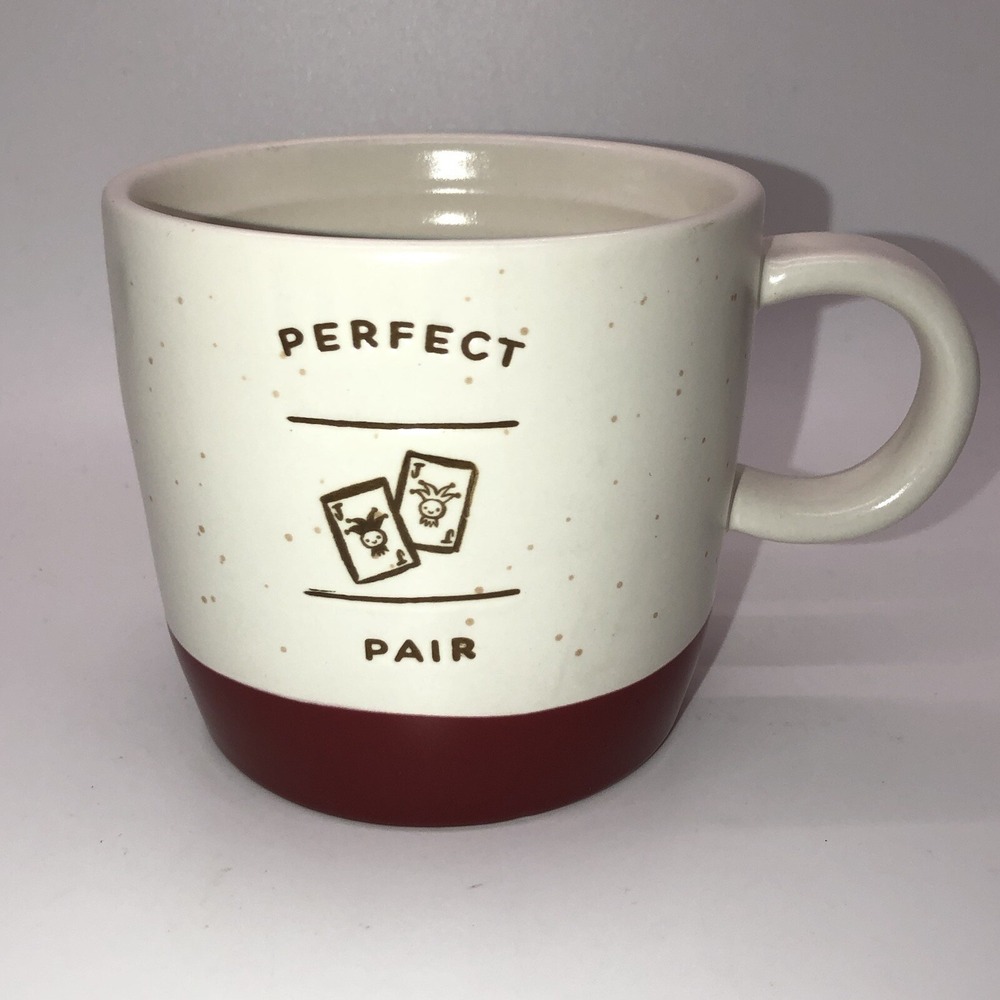 Hallmark PERFECT PAIR JOKER CARDS Coffee Cup Mug Red White Stoneware Valentines